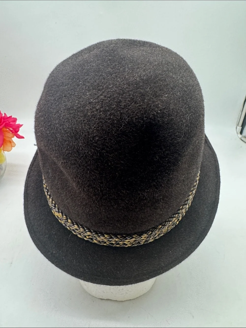 Restinol Classic Brown Men's Fedora w Braided Accent Marshall Fields Size 7 1/4